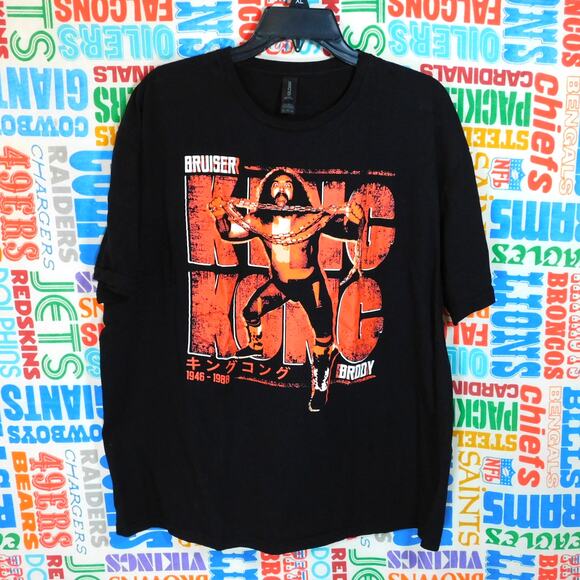 King Kong Bruiser Brody Wrestling Graphic T Shirt Size XL Black Red - Picture 1 of 4